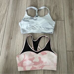 Camo Print Racer Back Sports Bra Pink and Gray Hollister & Aerie